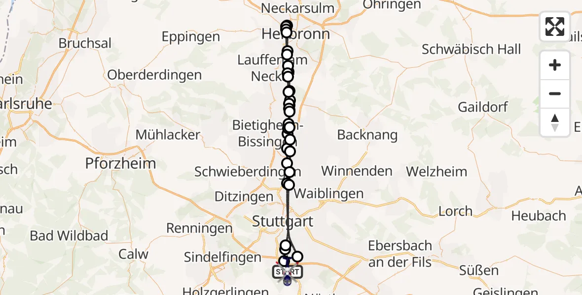 Flugroute Polizeihubschrauber Flughafen Stuttgart - Flughafen Stuttgart, 04 August 2026, 21:11
