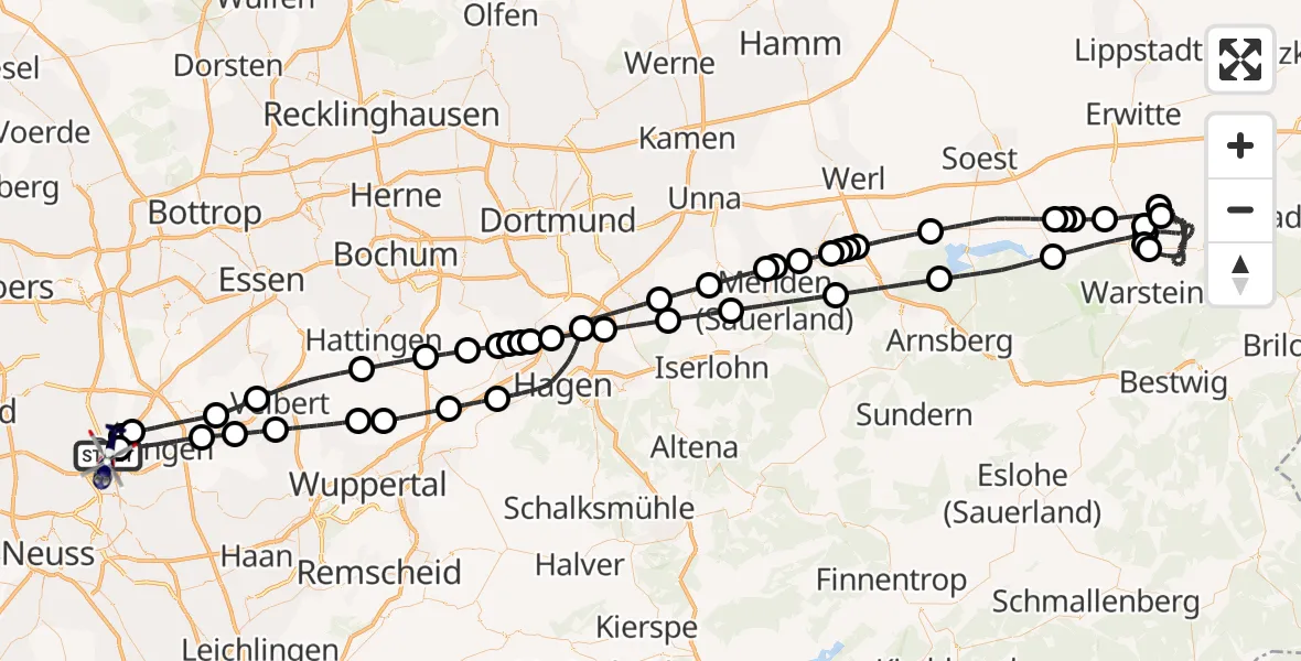 Flugroute Polizeihubschrauber Düsseldorf Flughafen - Düsseldorf Flughafen, 04 August 2026, 23:26