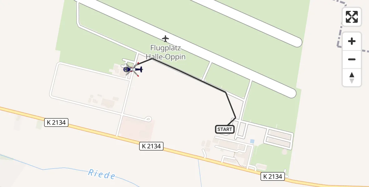 Flugroute Polizeihubschrauber Halle-Oppin Flugplatz - Halle-Oppin Flugplatz, 05 August 2026, 00:47