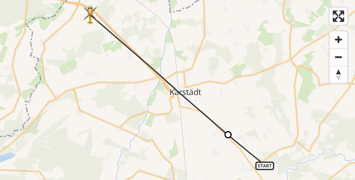 Flugroute Rettungshubschrauber Perleberg - Karstädt, 05 August 2026, 06:11