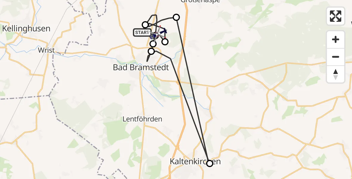 Flugroute Polizeihubschrauber Fuhlendorf - Bad Bramstedt Hubschrauberlandeplatz, 05 August 2026, 06:18