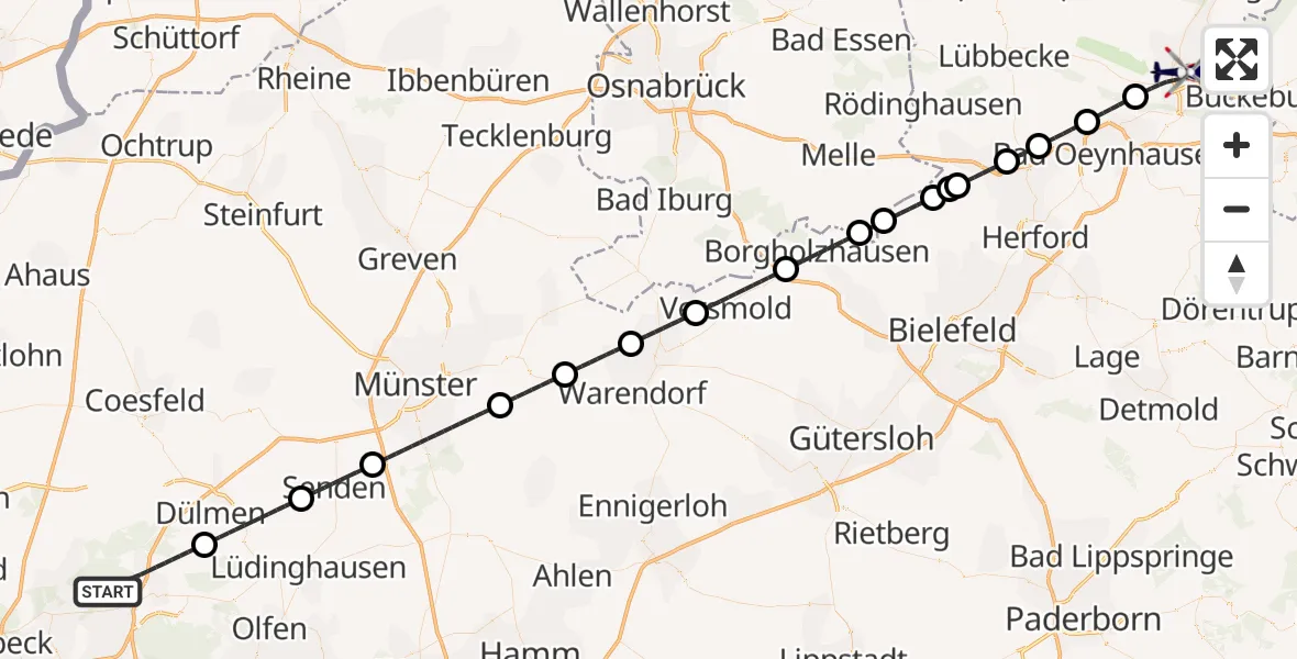 Flugroute Polizeihubschrauber Haltern am See - Minden, 05 August 2026, 06:34