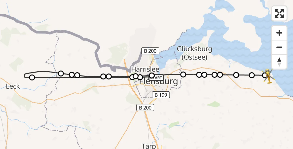 Flugroute Ambulanzhubschrauber Flensburg - Steinberg, 05 August 2026, 07:54