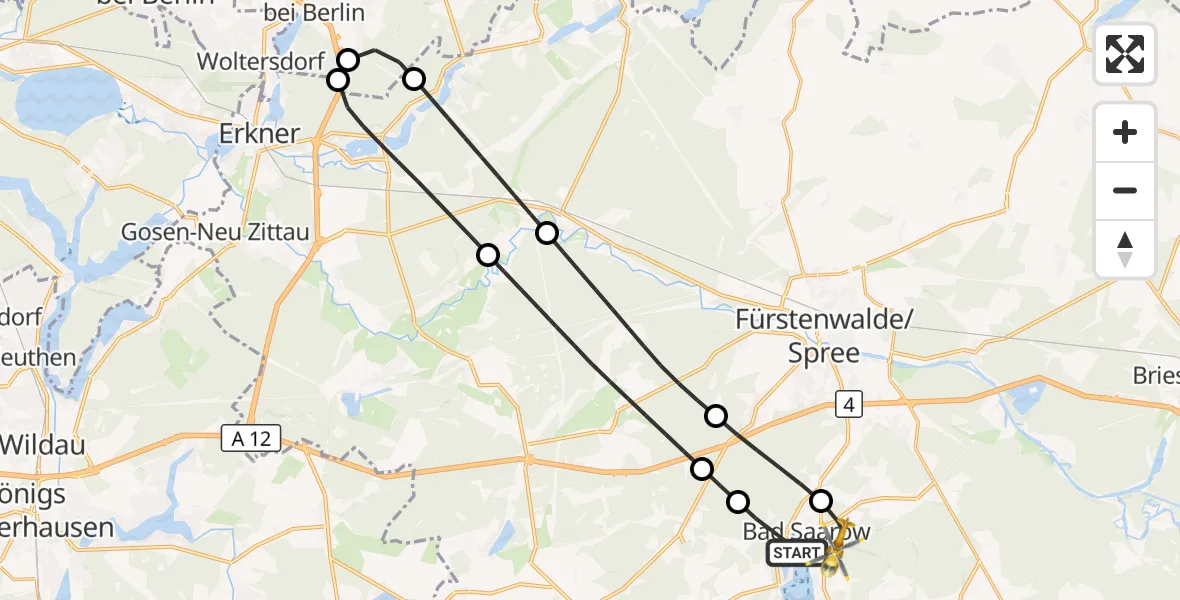 Flugroute Rettungshubschrauber Bad Saarow - Bad Saarow, 05 August 2026, 08:04