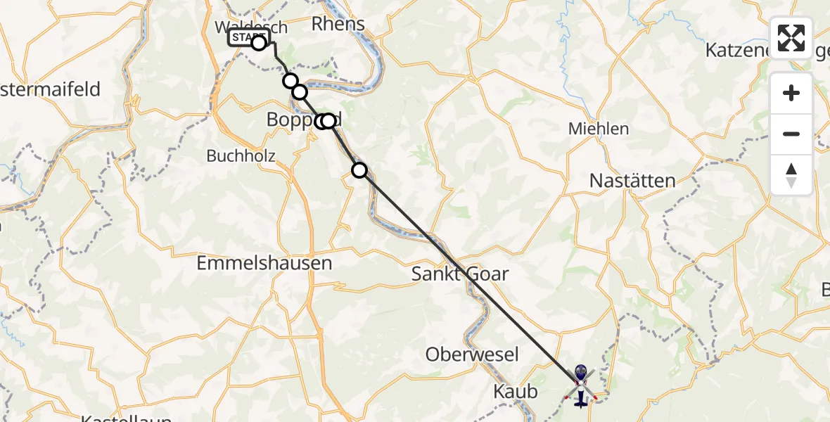 Flugroute Polizeihubschrauber Waldesch - Sauerthal, 05 August 2026, 08:07