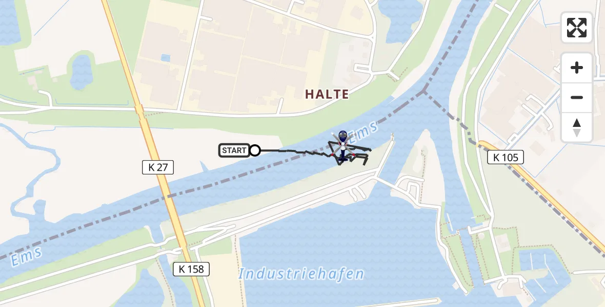 Flugroute Polizeihubschrauber Weener - Papenburg, 05 August 2026, 09:07