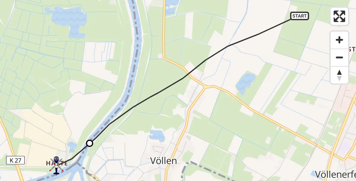 Flugroute Polizeihubschrauber Westoverledingen - Weener, 05 August 2026, 09:55
