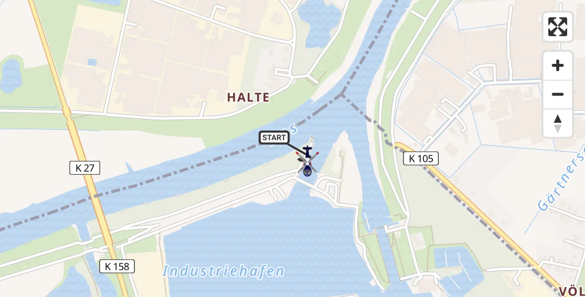 Flugroute Polizeihubschrauber Papenburg - Papenburg, 05 August 2026, 10:07