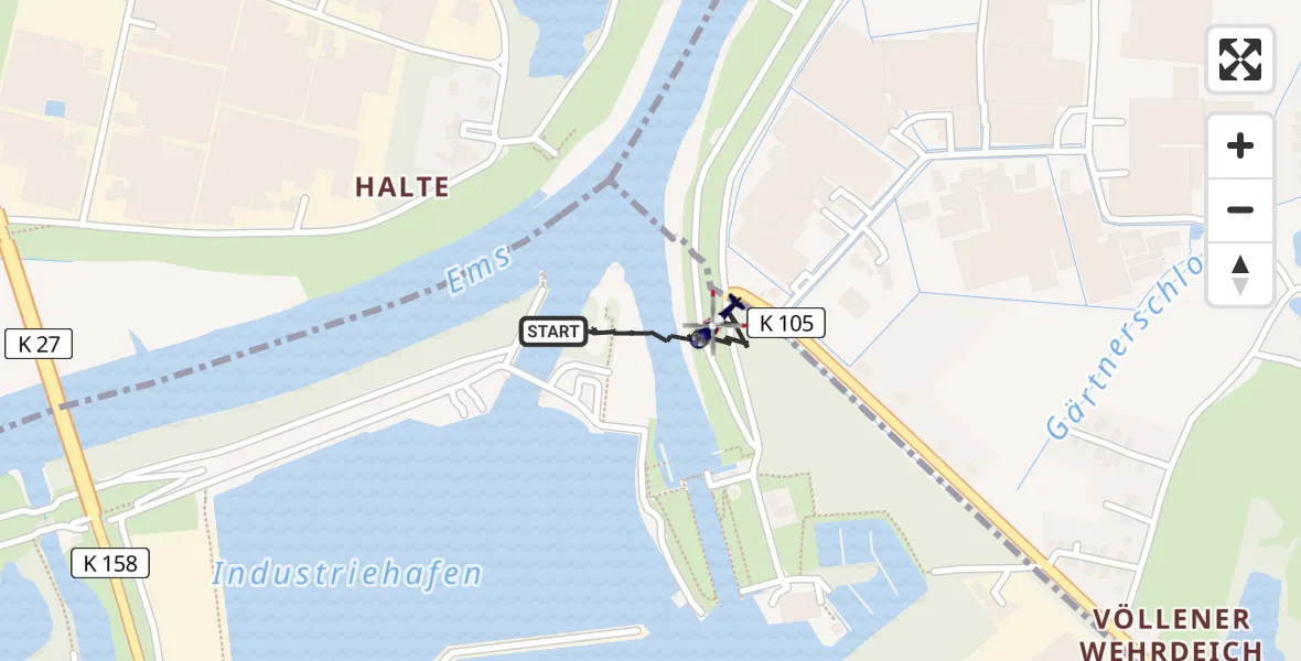 Flugroute Polizeihubschrauber Papenburg - Papenburg, 05 August 2026, 10:11