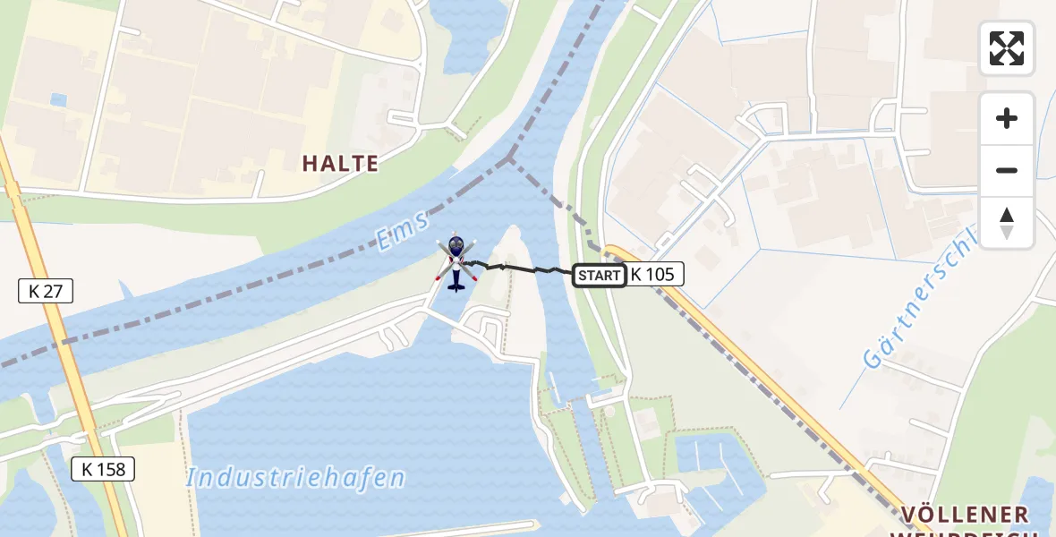 Flugroute Polizeihubschrauber Papenburg - Papenburg, 05 August 2026, 10:23