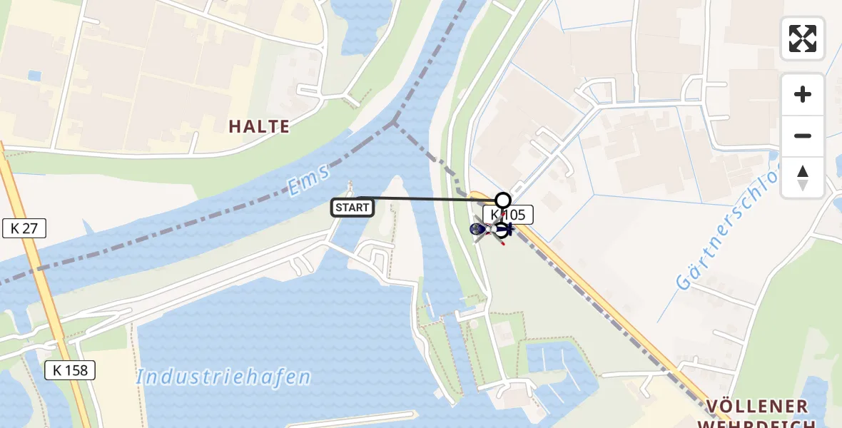 Flugroute Polizeihubschrauber Papenburg - Papenburg, 05 August 2026, 10:33