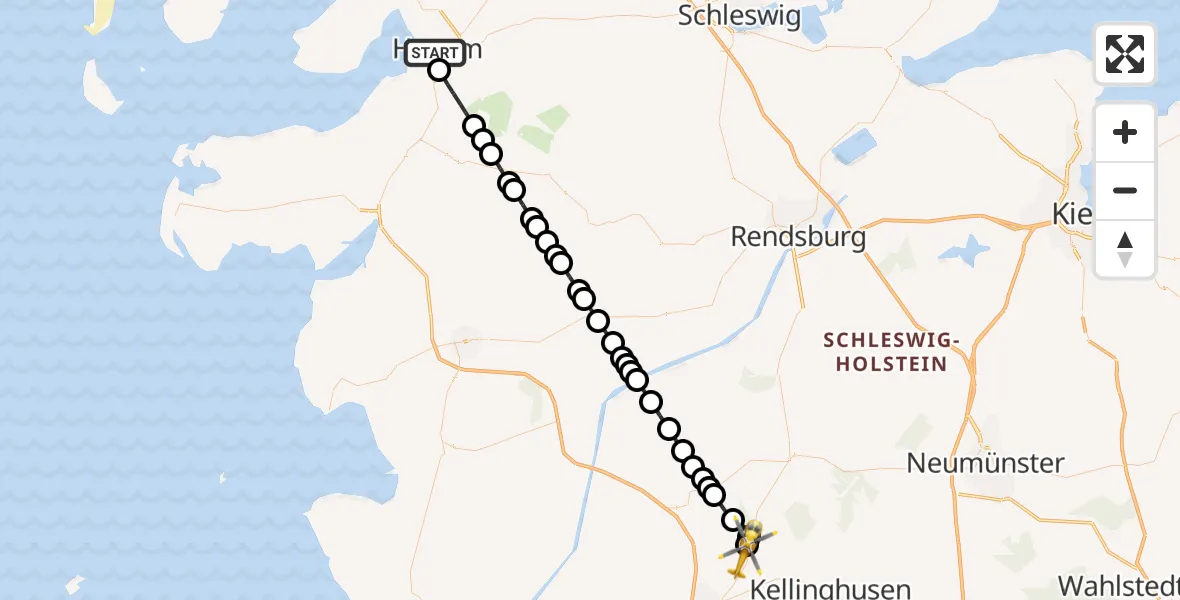 Flugroute Rettungshubschrauber Husum - Itzehoe Hungriger Wolf Flugplatz, 05 August 2026, 10:40