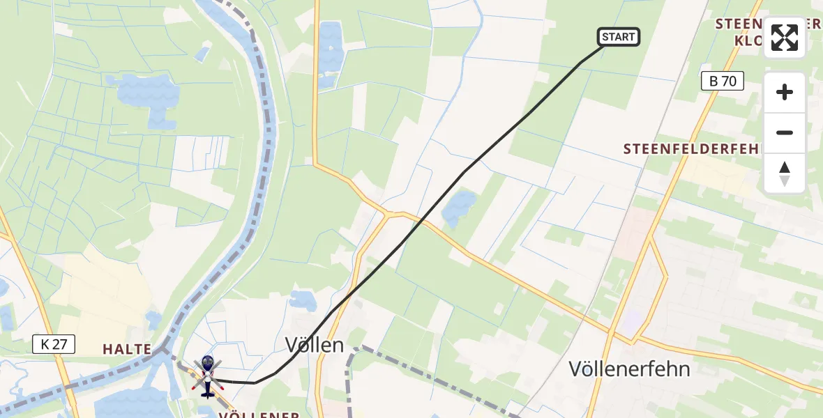 Flugroute Polizeihubschrauber Westoverledingen - Westoverledingen, 05 August 2026, 11:03