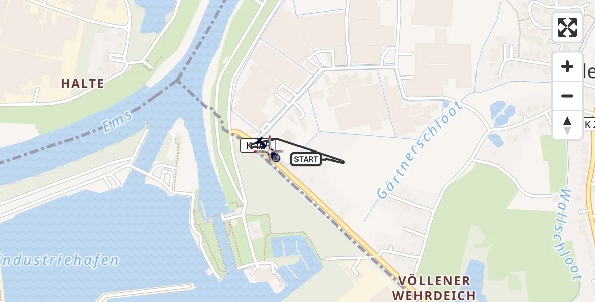Flugroute Polizeihubschrauber Westoverledingen - Westoverledingen, 05 August 2026, 11:10