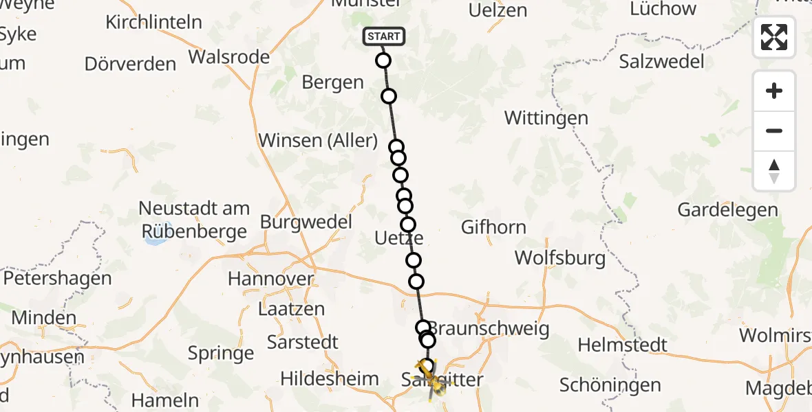 Flugroute Rettungshubschrauber Faßberg - Salzgitter, 05 August 2026, 11:20