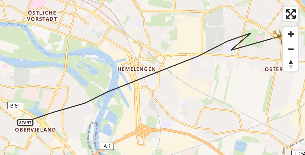 Flugroute Rettungshubschrauber Bremen - Bremen, 05 August 2026, 11:27