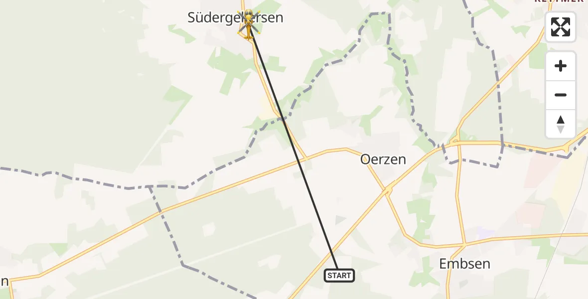 Flugroute Rettungshubschrauber Embsen - Südergellersen, 05 August 2026, 11:28