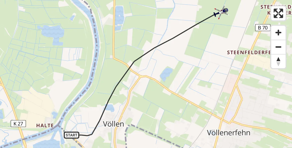 Flugroute Polizeihubschrauber Westoverledingen - Westoverledingen, 05 August 2026, 11:29