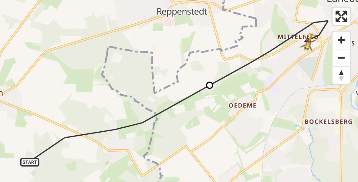 Flugroute Rettungshubschrauber Südergellersen - Lüneburg, 05 August 2026, 11:51