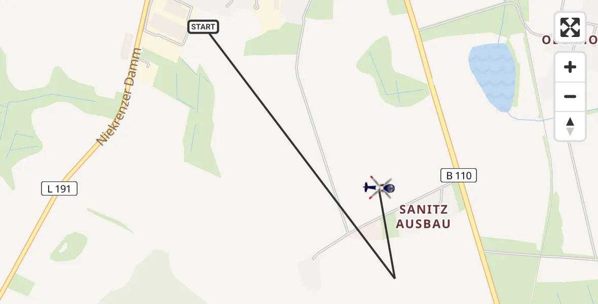Flugroute Polizeihubschrauber Sanitz - Sanitz, 05 August 2026, 11:59
