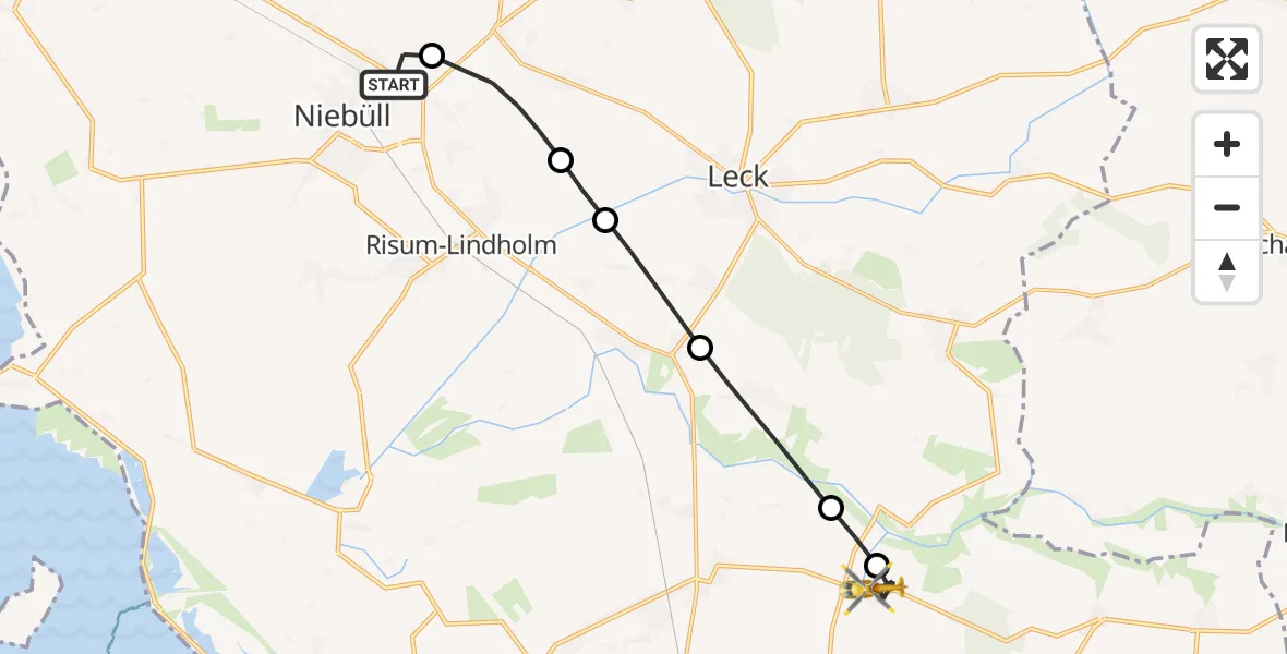 Flugroute Ambulanzhubschrauber Niebüll - Lütjenholm, 05 August 2026, 12:08