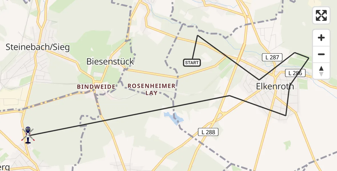 Flugroute Polizeihubschrauber Elkenroth - Malberg, 05 August 2026, 12:08