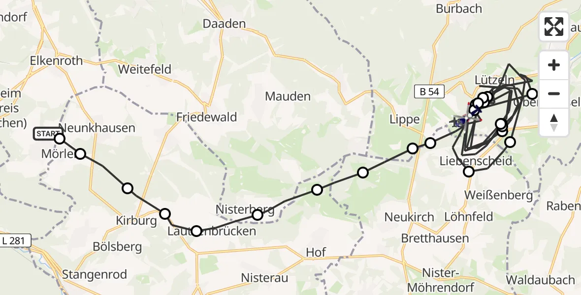 Flugroute Polizeihubschrauber Nauroth - Siegerland Flughafen, 05 August 2026, 12:15