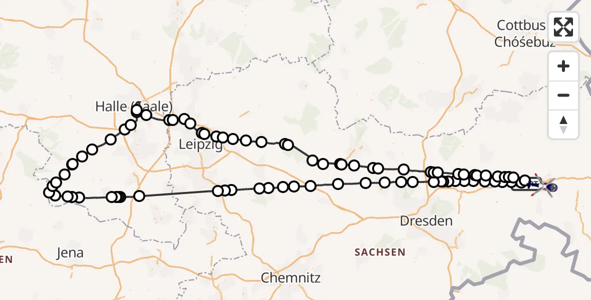 Flugroute Polizeihubschrauber Bautzen - Bautzen, 05 August 2026, 12:15