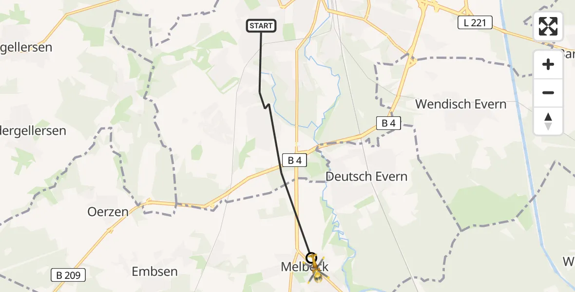 Flugroute Rettungshubschrauber Lüneburg - Melbeck, 05 August 2026, 12:19