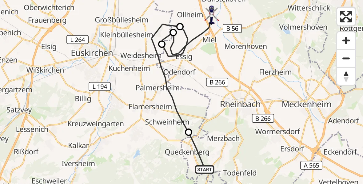 Flugroute Polizeihubschrauber Rheinbach - Swisttal, 05 August 2026, 12:41