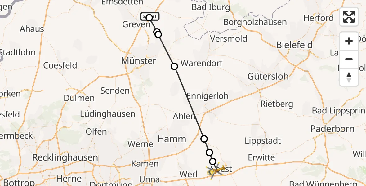 Flugroute Ambulanzhubschrauber Christoph  Westfalen-ADAC - Soest, 05 August 2026, 12:43