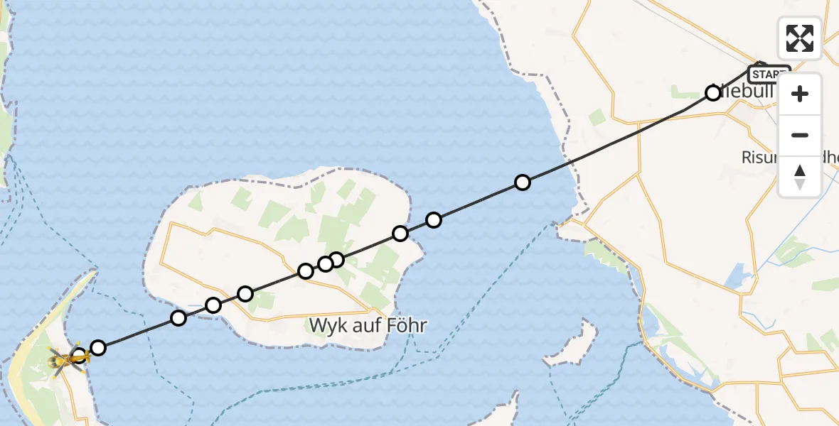 Flugroute Ambulanzhubschrauber Niebüll - Norddorf auf Amrum, 05 August 2026, 13:32