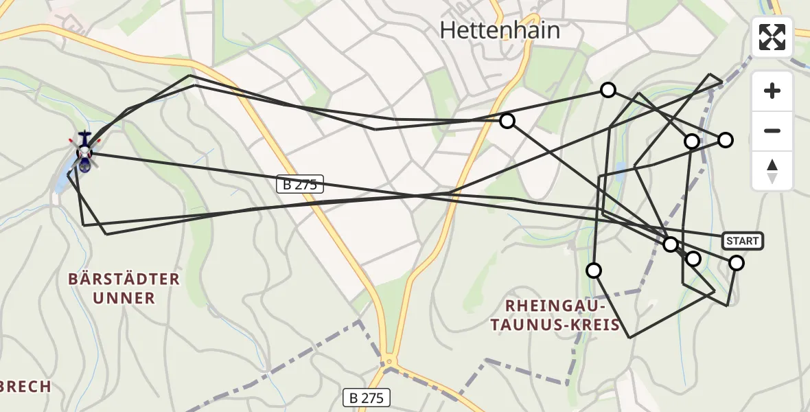 Flugroute Polizeihubschrauber Schlangenbad - Bad Schwalbach, 05 August 2026, 13:51