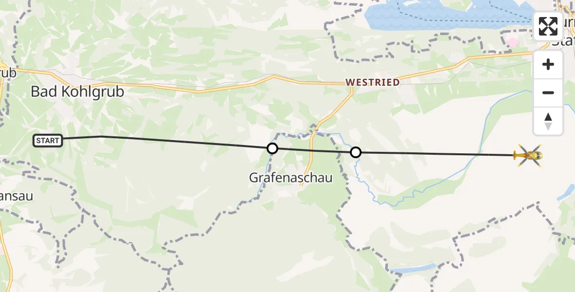 Flugroute Rettungshubschrauber Bad Kohlgrub - Murnau a.Staffelsee, 05 August 2026, 14:19