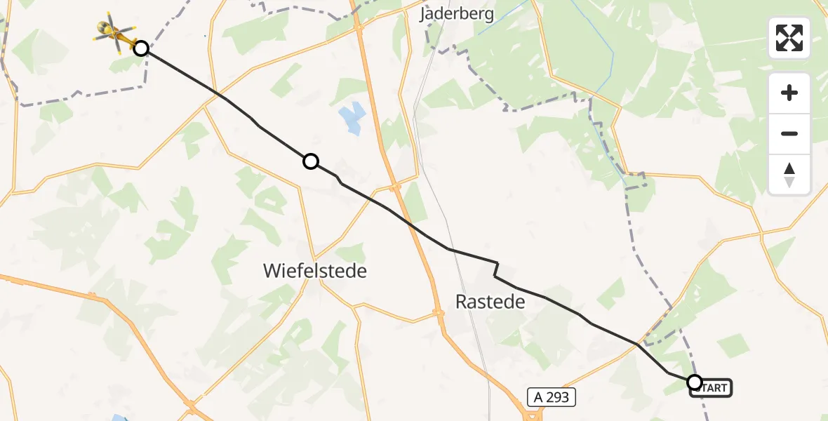 Flugroute Rettungshubschrauber Elsfleth - Bockhorn, 05 August 2026, 14:23