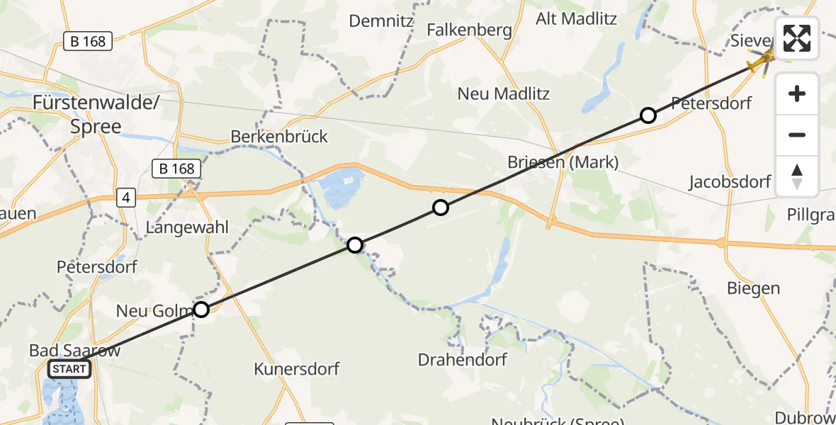 Flugroute Rettungshubschrauber Bad Saarow - Jacobsdorf, 05 August 2026, 15:35