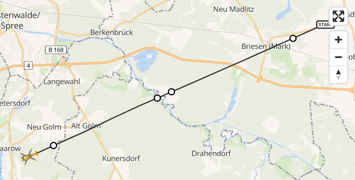 Flugroute Rettungshubschrauber Jacobsdorf - Bad Saarow, 05 August 2026, 15:57