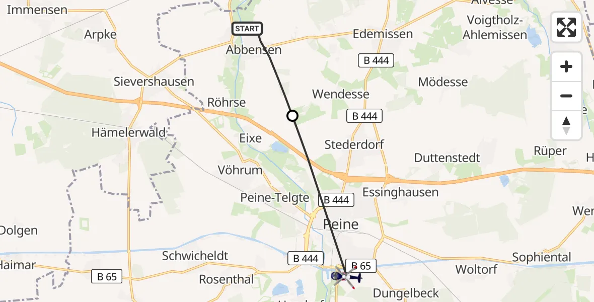 Flugroute Polizeihubschrauber Edemissen - Peine, 05 August 2026, 17:04