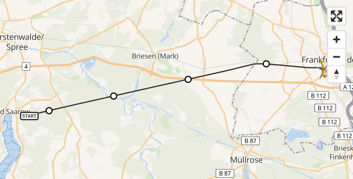 Flugroute Rettungshubschrauber Bad Saarow - Frankfurt (Oder), 05 August 2026, 17:08