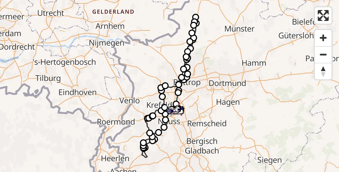 Flugroute Polizeihubschrauber Düsseldorf Flughafen - Düsseldorf Flughafen, 05 August 2026, 17:19