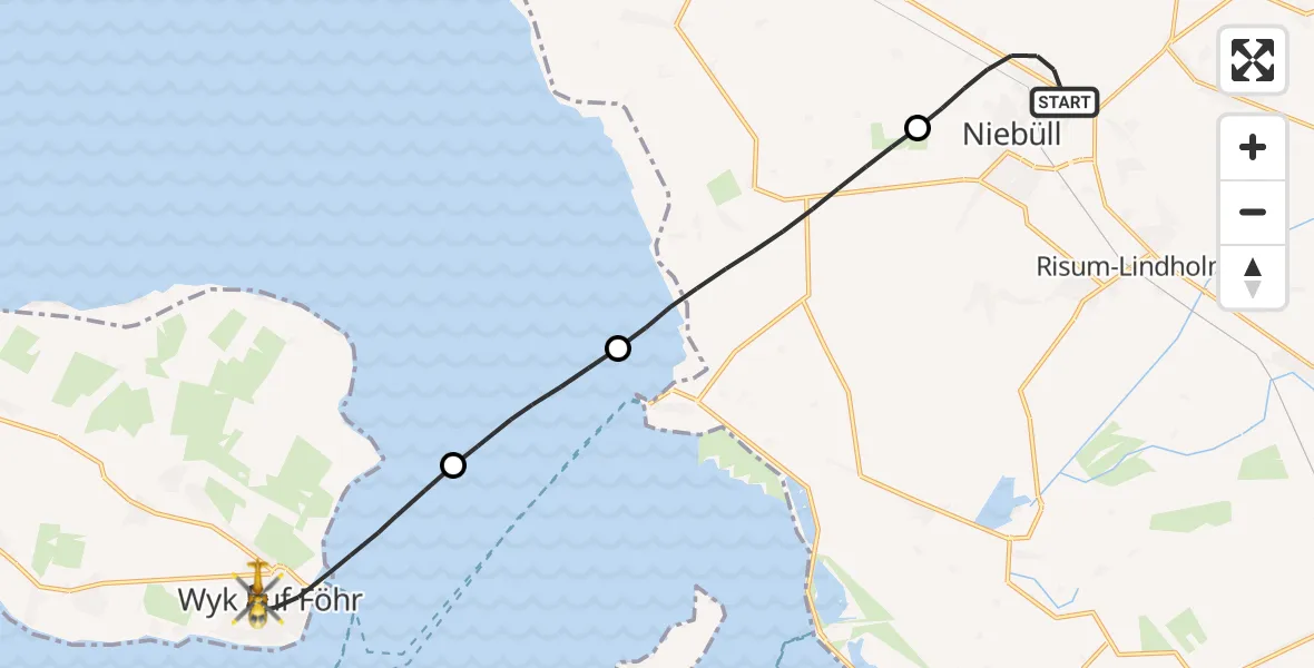 Flugroute Ambulanzhubschrauber Niebüll - Wyk auf Föhr, 05 August 2026, 17:23