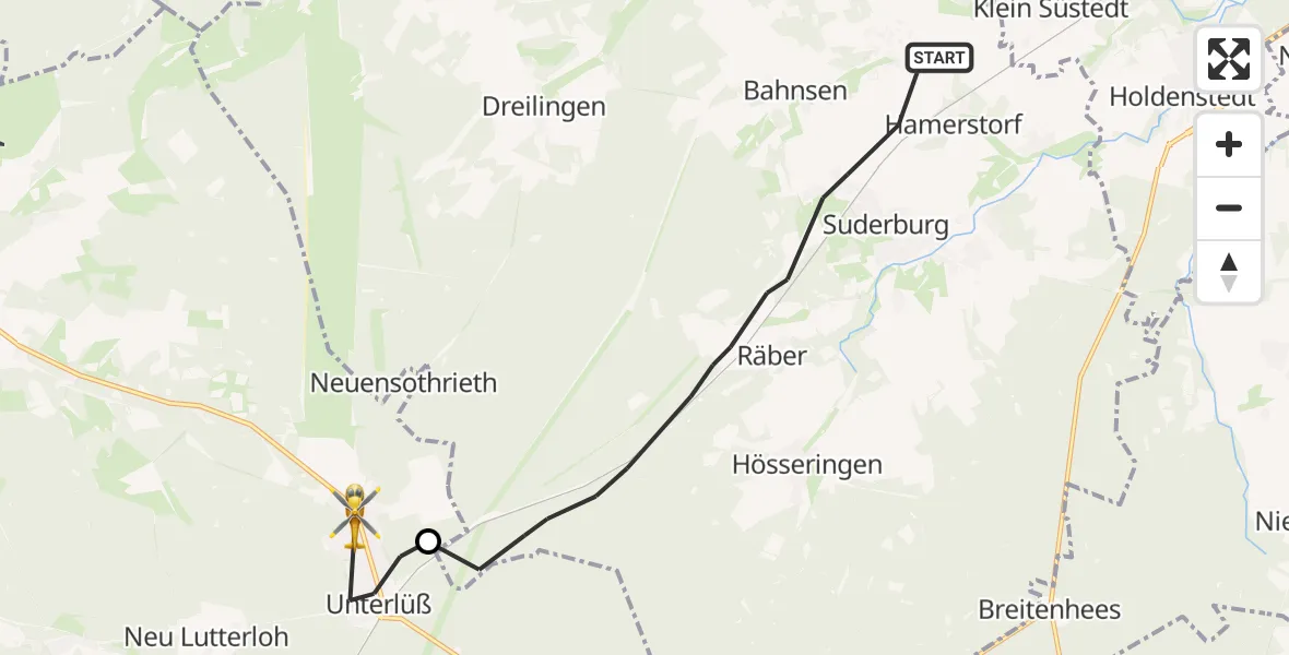 Flugroute Rettungshubschrauber Suderburg - Südheide, 05 August 2026, 17:33
