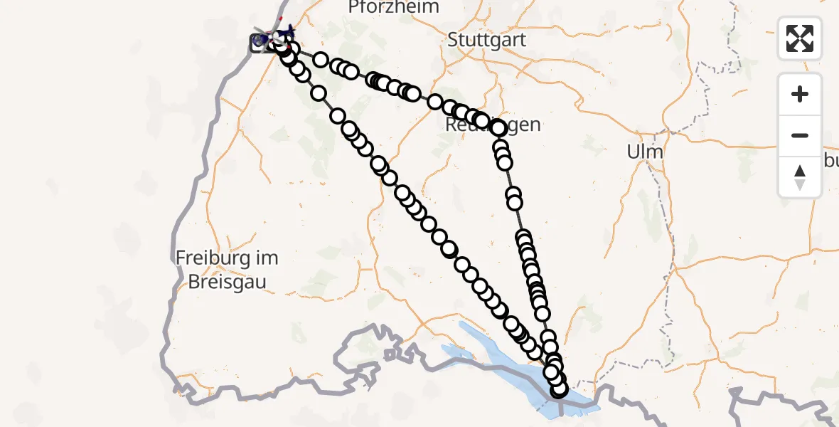 Flugroute Polizeihubschrauber Karlsruhe Baden-Baden Flughafen - Karlsruhe Baden-Baden Flughafen, 05 August 2026, 17:35