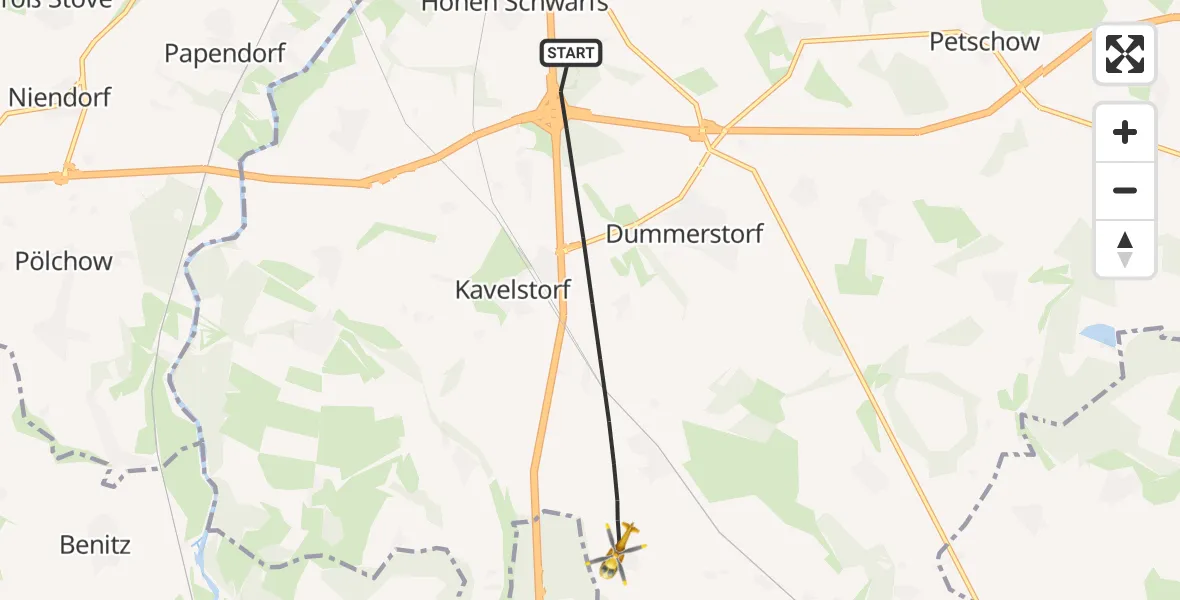 Flugroute Ambulanzhubschrauber Dummerstorf - Dummerstorf, 05 August 2026, 18:13