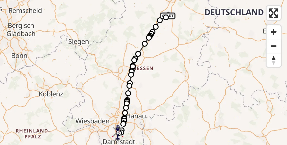 Flugroute Polizeihubschrauber Felsberg - Flughafen Frankfurt-Egelsbach, 05 August 2026, 18:37