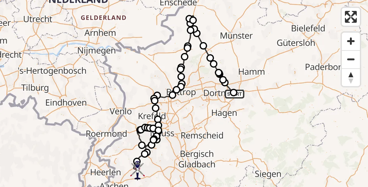 Flugroute Polizeihubschrauber Dortmund Flughafen - Jülich, 05 August 2026, 18:43