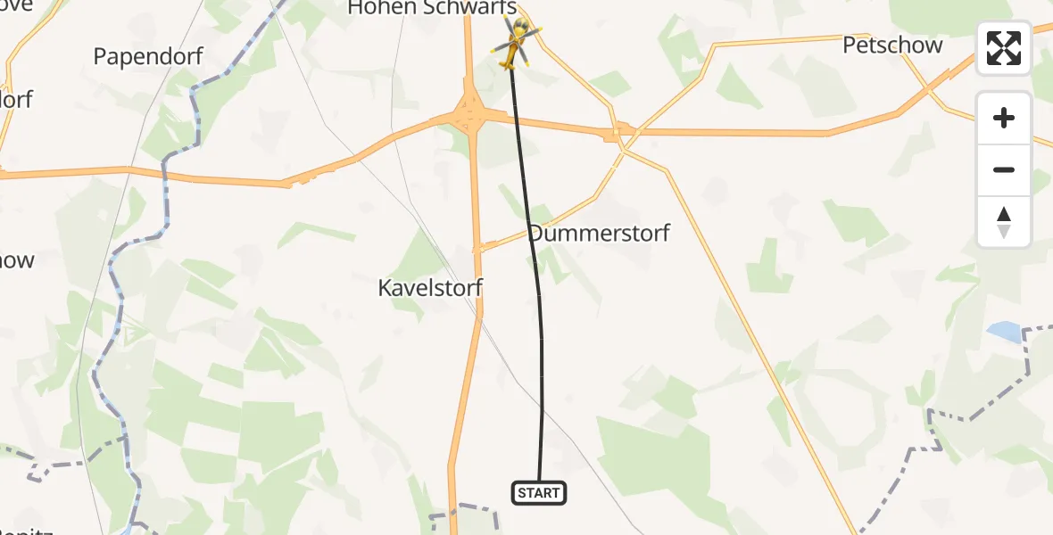 Flugroute Ambulanzhubschrauber Dummerstorf - Dummerstorf, 05 August 2026, 18:44
