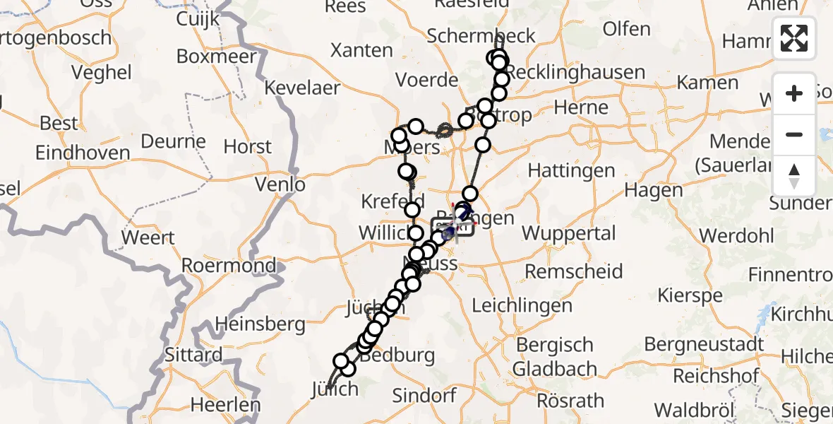 Flugroute Polizeihubschrauber Düsseldorf Flughafen - Düsseldorf Flughafen, 05 August 2026, 20:48