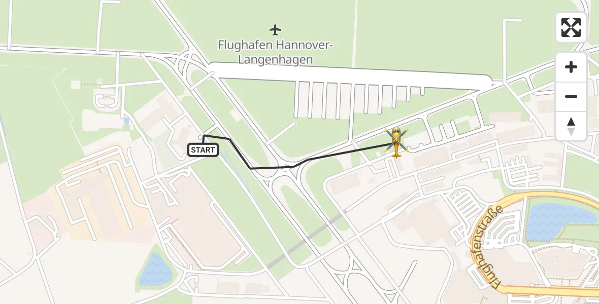 Flugroute Rettungshubschrauber Flughafen Hannover - Flughafen Hannover, 05 August 2026, 21:31