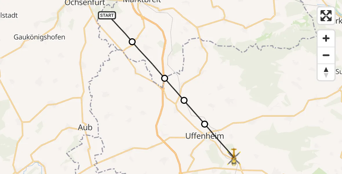 Flugroute Rettungshubschrauber Marktbreit - Uffenheim, 06 August 2026, 05:27
